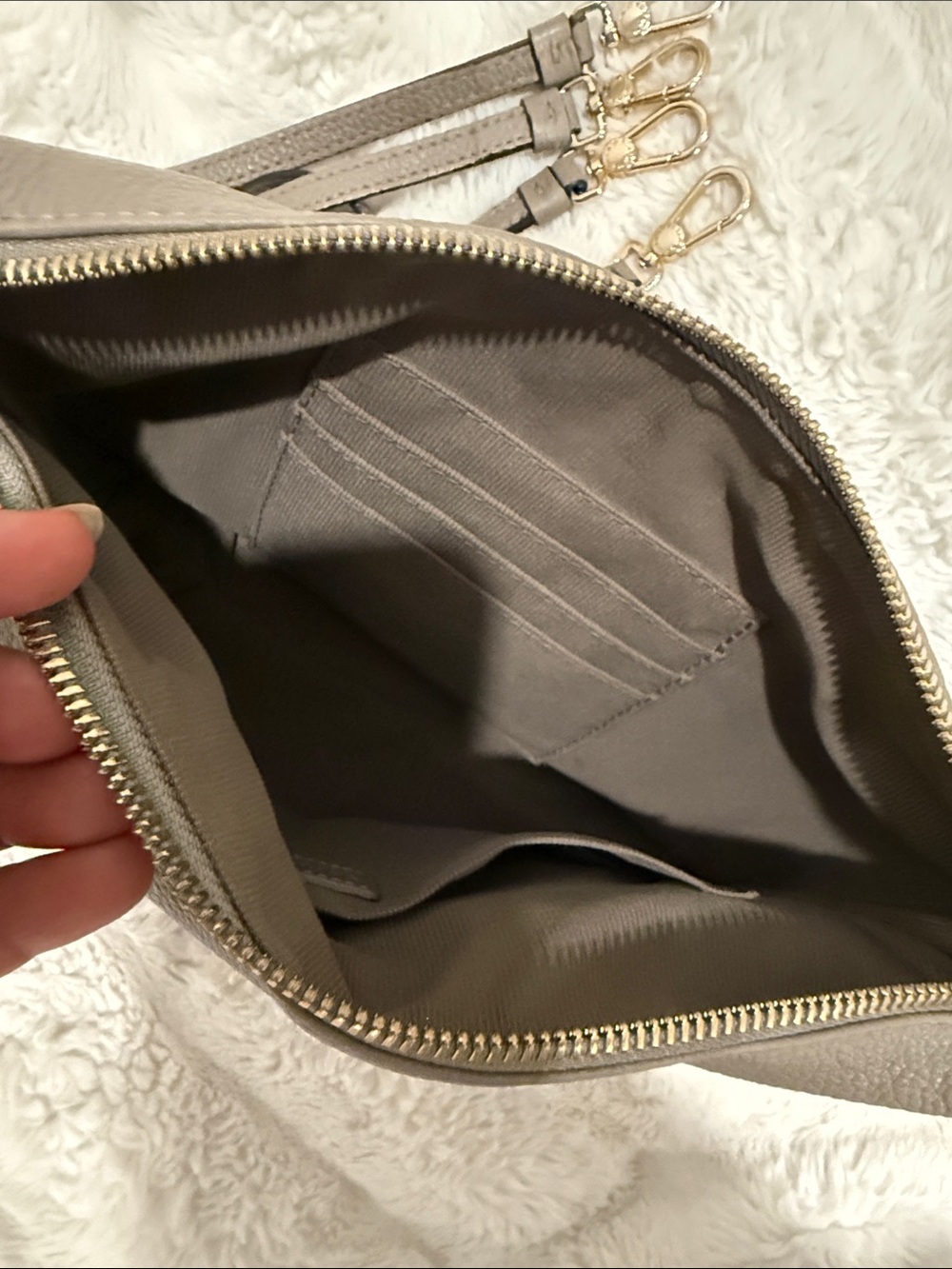 Furla Taupe Gray Pebbled Leather Crossbody with Gold Hardware - Picture 6 of 11
